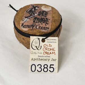 Old Crone Beauty Cream Handcrafted Apothecary Jar Halloween Collection Decor